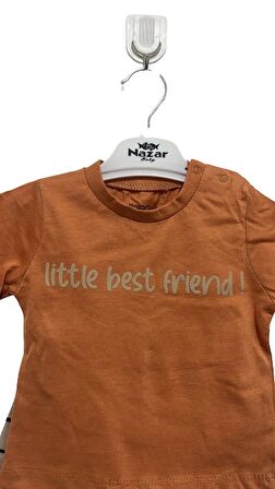 uğurböceğiçocuk 2'li Erkek Takım Little Best Friend Yazı Baskılı 24103