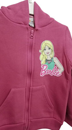 uğurböceğiçocuk 1081 Barbie Baskılı Kapşonlu Hırka