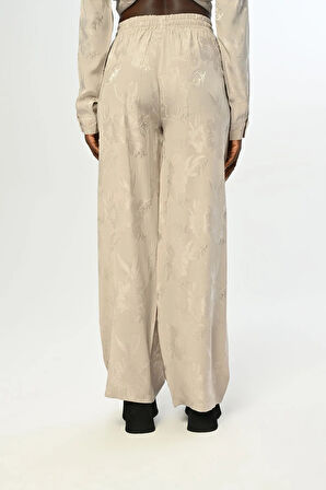 KADIN BELİ LASTİKLİ BOL PAÇA ÇİÇEK DESENLİ PANTOLON