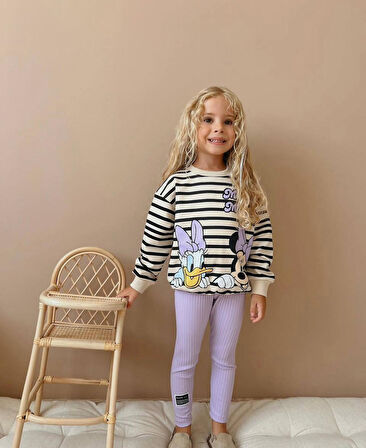 Minnie Baskılı Taytlı Kız Çocuk Takım