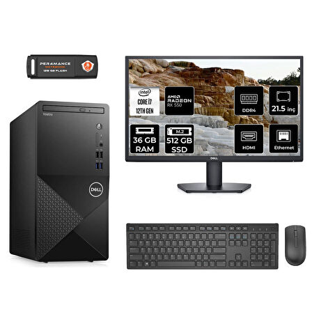 DELL VOSTRO 3910 MN75983910D182 i7 12700 36GB RAM 512GB SSD RX550 4GB 21.5" FDOS MASAÜSTÜ PC