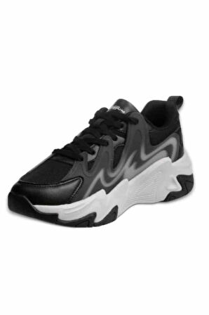 Mp 241-1673 Siyah Kadın Bağcıklı Yürüyüş Ayakkabısı