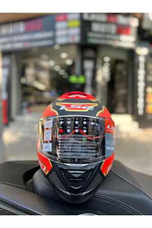 Storm 2 Foggy Mat Siyah-Kırmızı Full Face Motosiklet Kask