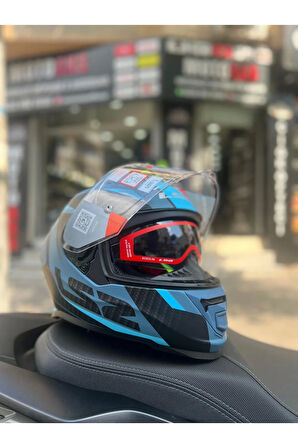 Storm 2 Racer Mat Mavi Full Face Kask