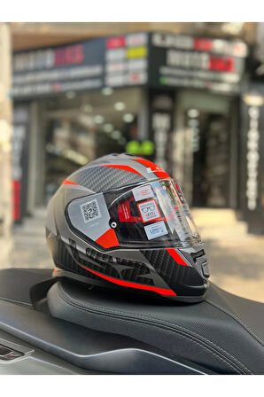 Storm 2 Racer Mat Titanıum Neon-Turuncu Full Face Motosiklet Kask