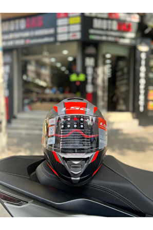 Storm 2 Racer Mat Titanıum Neon-Turuncu Full Face Motosiklet Kask