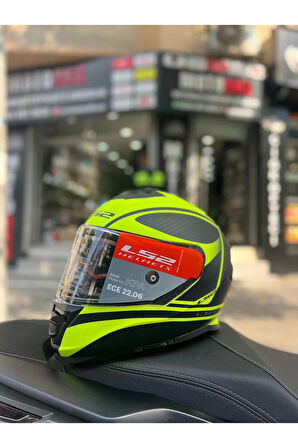 Storm 2 Dodger Mat Siyah-Neon Sarı Full Face Motosiklet Kask