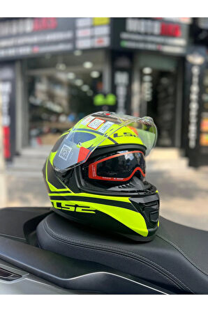 Storm 2 Dodger Mat Siyah-Neon Sarı Full Face Motosiklet Kask