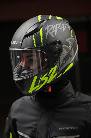 Rapıd 2 Raven Mat Siyah-gri-neon Sarı Kask