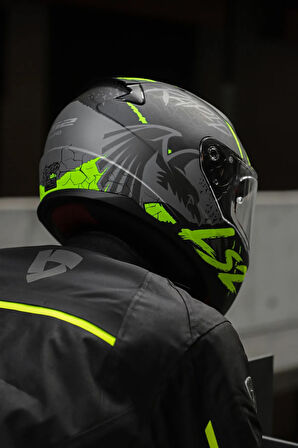 Rapıd 2 Raven Mat Siyah-gri-neon Sarı Kask