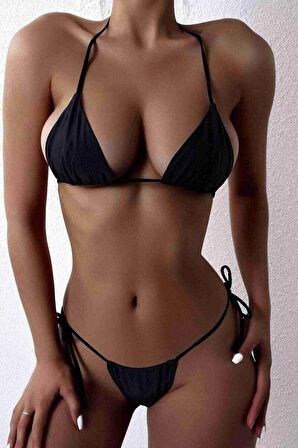 Angelsin Brezilya Model Bağlamalı Bikini Altı Siyah