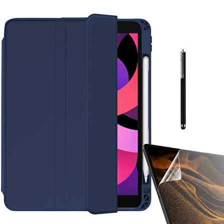 Smcase Apple iPad Pro 12.9 2018 3.Nesil Kılıf Standlı Kalem Bölmeli Arkası Şeffaf nt22  Nano  Kalem
