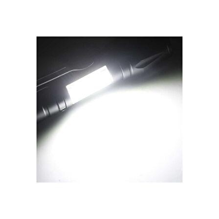 Ultra Çift Yönlü Güçlü Pilli Led El Feneri 2000 Lümen 6w Cob Led Su Geçirmez Zoomlu 3 Modlu