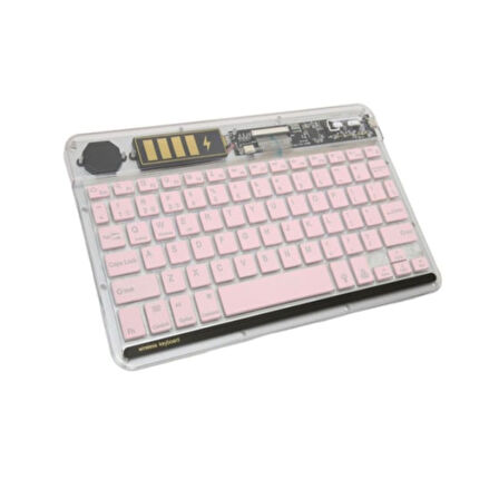 Zr612 Rgb Şeffaf Pembe Bluethooth Klavye
