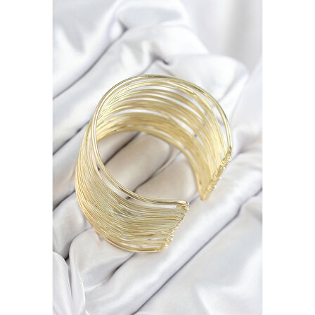 Pirinç Tel Sarma Model Gold Renk Kadın Bileklilk