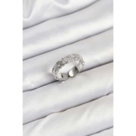 Pirinç Gümüş Renk Zirkon Taşlı Sırım Kadın Yüzük