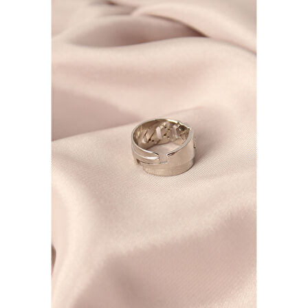 Gümüş Renk Metal Zirkon Taşlı Ayarlanabilir Kadın Yüzük