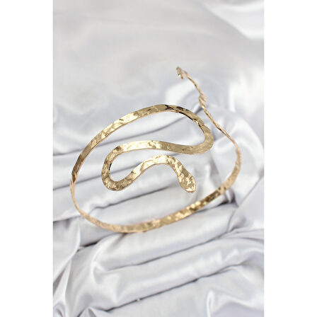 Pirinç Yılan Model Gold Renk Kadın Pazu Bileklik