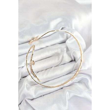 Pirinç Yılan Model Gold Renk Kadın Pazu Bileklik