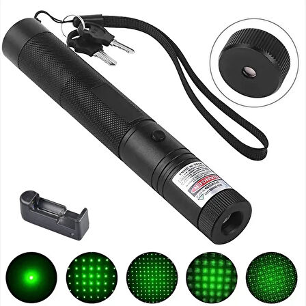 100mw Desen Başlıklı Şarjlı Yeşil Lazer Pointer (4915)