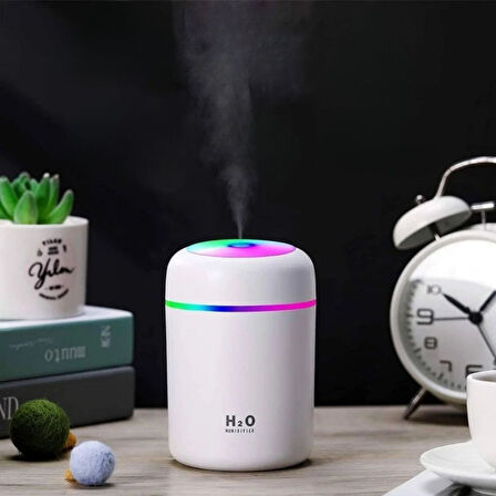 Usb Rengarenk Işıklı 300 Ml Ulrasonik Hava Nemlendirici Buhar Makinesi Ve Hava Aroma Difüzörü (4915)