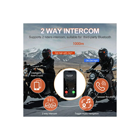 Yeni Model Y80-2x Motosiklet İntercom 2 Kişilik Bağlantı Rgb Işıklı Bluetooth Kulaklık Seti