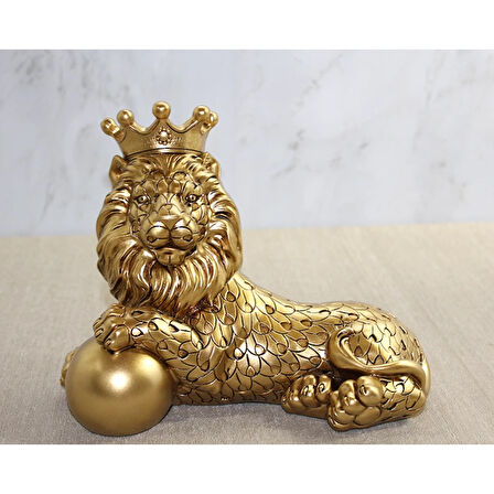 Polyester Dekoratif Taçlı Aslan Figürü Alk2575