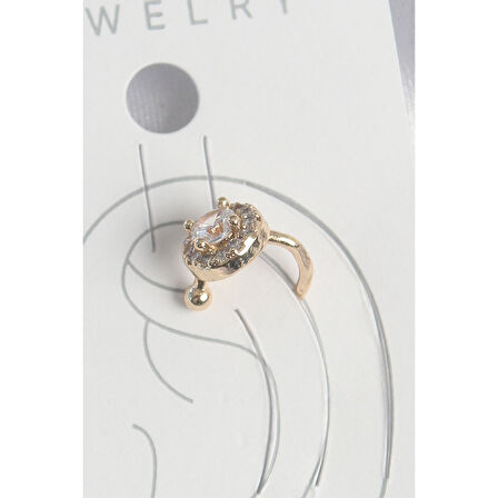 Pirinç Gold Renk Zirkon Taşlı Kadın Kıkırdak Küpe