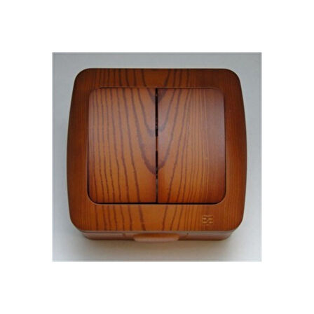 8 Adet Sıva Üstü Kiraz Ahşap Renkli Komütatör İkili Anahtar Elbi / Alsu