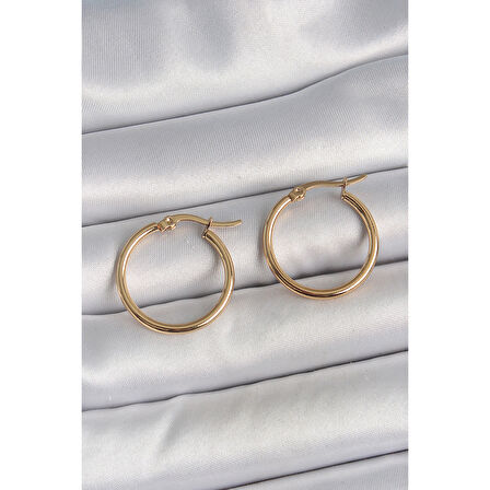 316 Çelik Gold Renk 22mm Kadın Halka Model Kadın Küpe