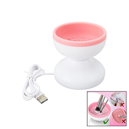 Makeup Brush Cleaner Makyaj Fırça Temizleme Makinesi  Usb Çalışma - Silikon Tırtıklı Hazne (4915)