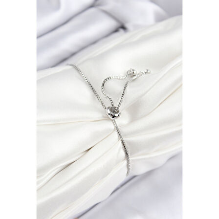 Pirinç Zirkon Taşlı Kar Tanesi Model Gümüş Renk Asansörlü Kadın Bileklik