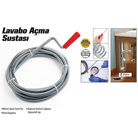 Lavabo Ve Gider Boruları Açacağı - Lavabo Açma Sustası - 8metre (4915)