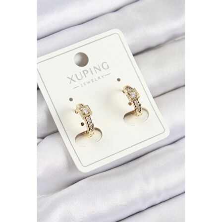 Xuping Zirkon Taşlı Kemer Model Gold Renk Kadın Küpe