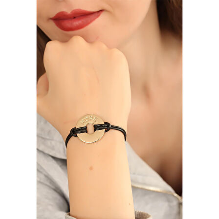 HOPE (Umutlu) Siyah Deri İpli Unisex Mood Bileklik
