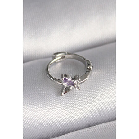 316l Çelik Gümüş Renk Zirkon Taşlı Kelebek Model Tragus Piercing - Tj-pr1329