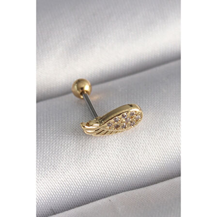 316l Çelik Gold Renk Zirkon Taşlı Kanat Tragus Piercing - Tj-pr1268