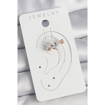 Pirinç Gold Renk Zirkon Taşlı Kalp Ok Model Kadın Kıkırdak Küpe