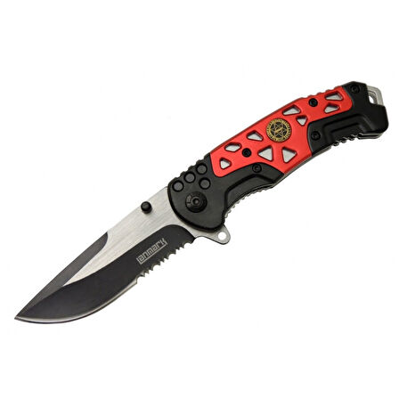 Lanmark Mx10b Kırmızı Testereli Outdoor Çakı 21 Cm - Otomatik, Perçinli