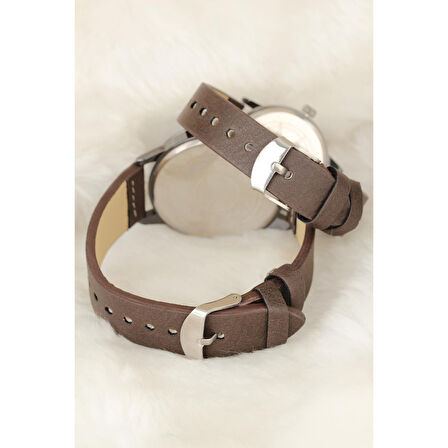 Kahverengi Deri Kordonlu Rose Metal Kasa Sevgili Saatleri