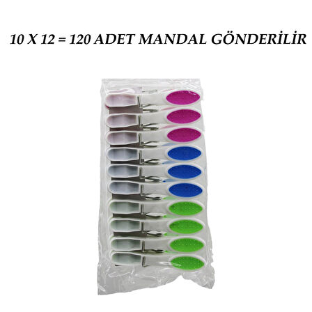 120 Adet Renkli Silikon Ağız - Bas-aç Beyaz Plastik Mandal (4915)