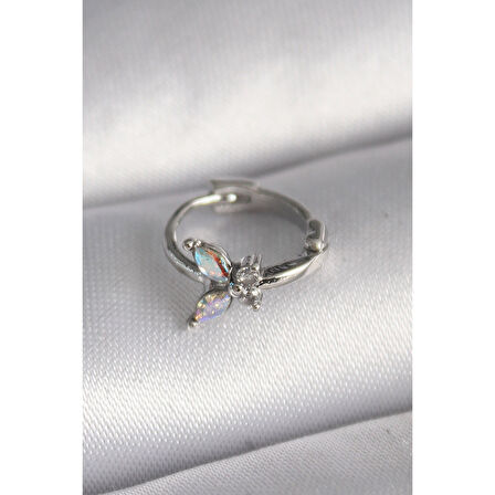 316l Çelik Gümüş Renk Zirkon Taşlı Kelebek Model Tragus Piercing - Tj-pr1327
