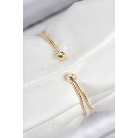 Pirinç Zirkon Taşlı Yıldız Ve İnci Model Gold Renk Kadın Bileklik