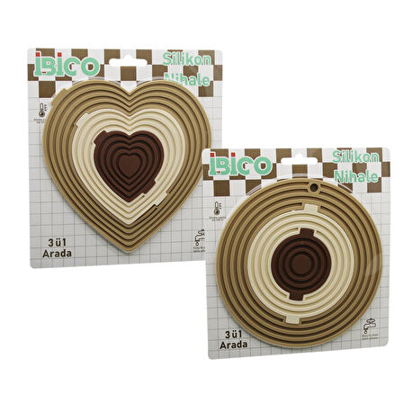 3in1= Bütün - 3 Boya Ayrılır   Silikon  Mat - Nihale  Kalpli=7.7-12.5-19cm   Yuvarlak=7-12.5-19.5cm (4915)