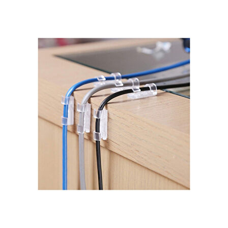 Kablo Sabitleyici Klipsler 20 Adet Kablo Düzenleyici Duvar Fayans Cam Kablo Tutucu Yapışkanlı Klips (4915)