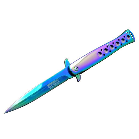 Tac-force Tac Force Ti-lite 1111 Gk Gökkuşağı Kamp / Av Çakısı 23cm- Yarı Otomatik, Metal Desenli Sap