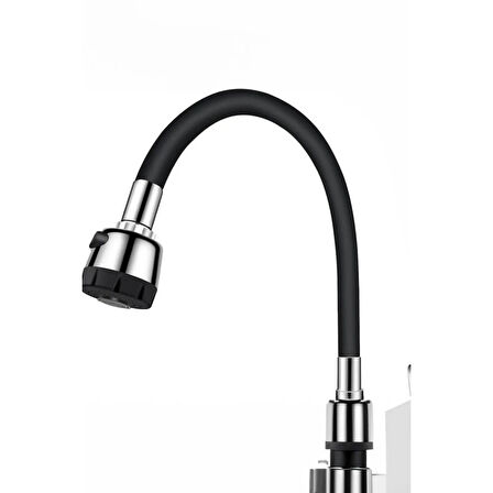 Renkli Silikonlu Oynar Başlıklı 2 Fonksiyonlu Spiral Musluk Başlığı - Siyah (4915)