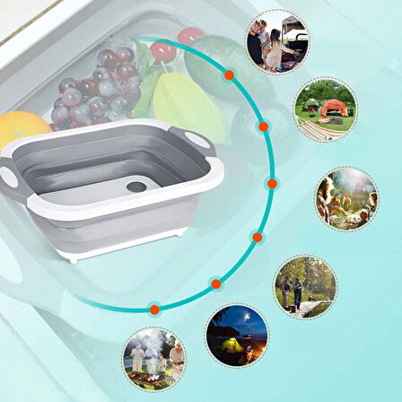 Katlanabilir Süzgeçli Kesme Tahtası Ve Badya (4915)