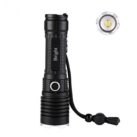 Ght-5761 Xp90 Led 3 Mod Zoomlu Yağmur Suyu Geçirmez Şarjlı El Feneri