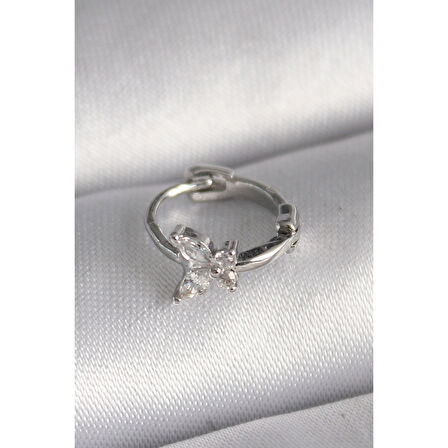316l Çelik Gümüş Renk Zirkon Taşlı Kelebek Model Tragus Piercing - Tj-pr1321
